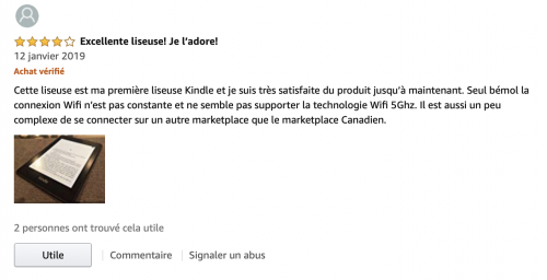Section « commentaires » du site Amazon